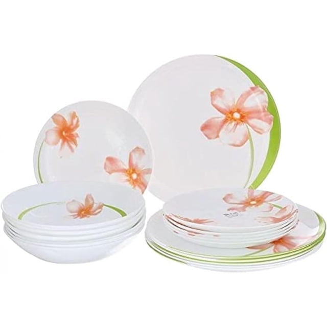 Aprocal Tempered Glass 18-pc Table Set "SWEET IMPRESSION", Elegant Dining Table Set For 6