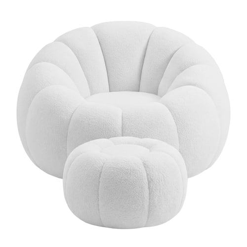 ziertyon Bean Bag Chair with Bean Bag with Footstool for Adults Teens Bean Bag Sofa with Washable Cover Pocket Handle for Bedroom Living Room White
