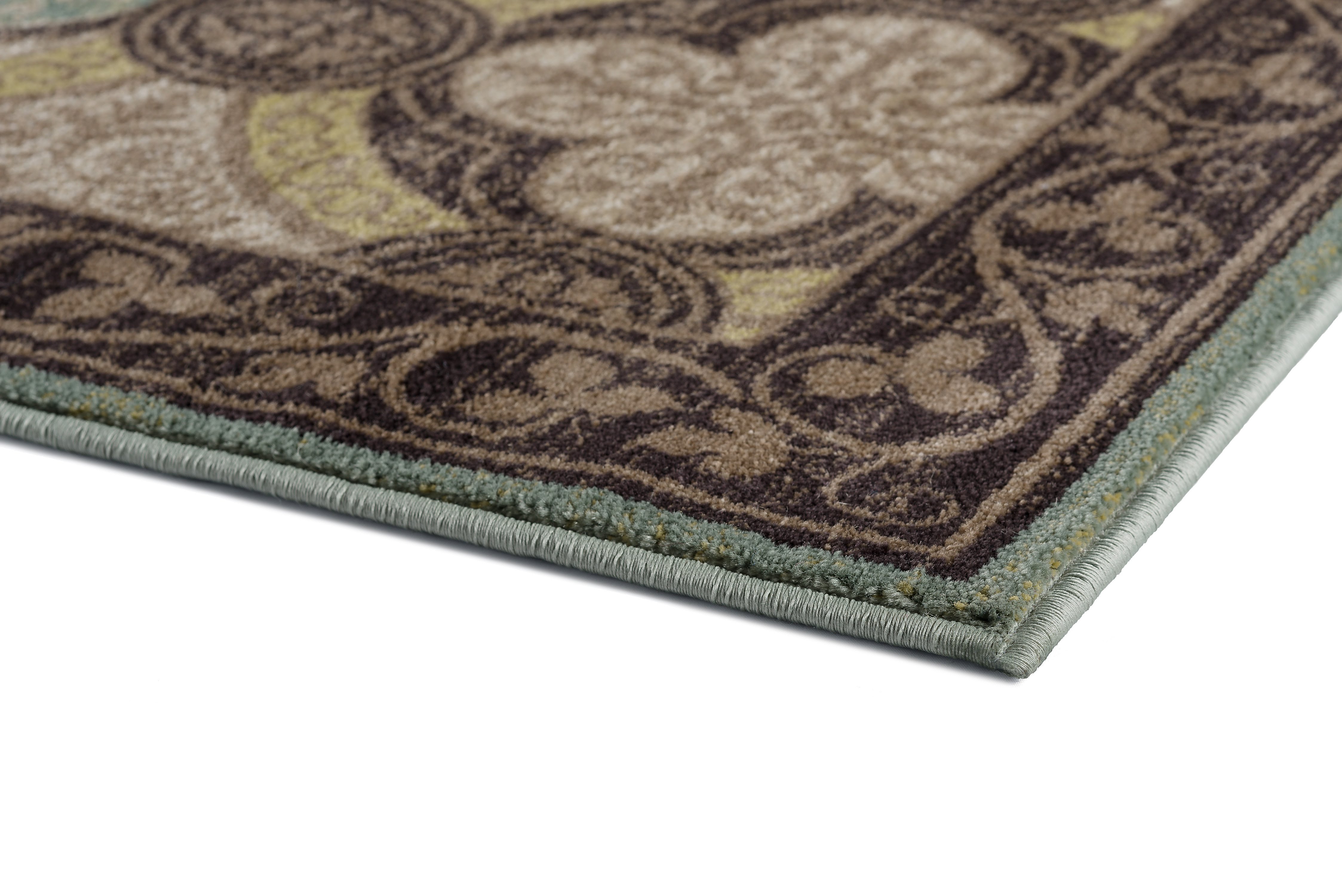 Transitional 2x3 Area Rug (2' x 3') Moroccan Tile Brown, Seafoam Indoor Scatter Easy to Clean