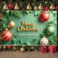 thumbnail image 3 of Colorful Ornaments Christmas Banner Golden Stars New Year Display Green Ribbons Festive Holiday Backdrop for Christmas Party New Year Eve Indoor Celebration, 3 of 9