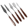 thumbnail image 1 of Palette Knife, Elastic Durable Palette Spatula Stainless Steel Blade Wooden Handle Assorted Shapes Smoothing 5 Pieces  For Theater Work, 1 of 8