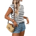 thumbnail image 3 of Striped Sweater Vest Women Spring Summer Crewneck Knit Shirts Dressy Beach Cute Crochet Tank Tops, 3 of 9