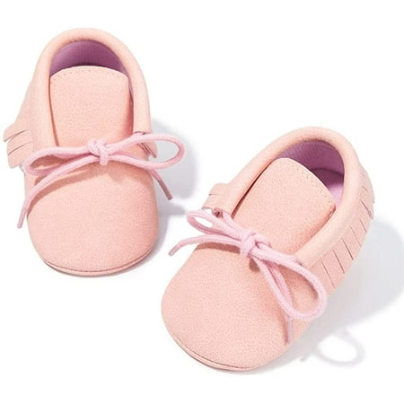 

QWZNDZGR Infant Baby Girls Boys Premium Soft Sole Tassel Bowknot Moccasins Toddler Prewalker Princess Anti-Slip Crib Baptism Loafers Shoes