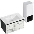 thumbnail image 4 of Wall-Mounted Bathroom Combination Cabinet with Ceramic Sink Soft-Closing Hinges for Quiet Bathroom Use, 4 of 7