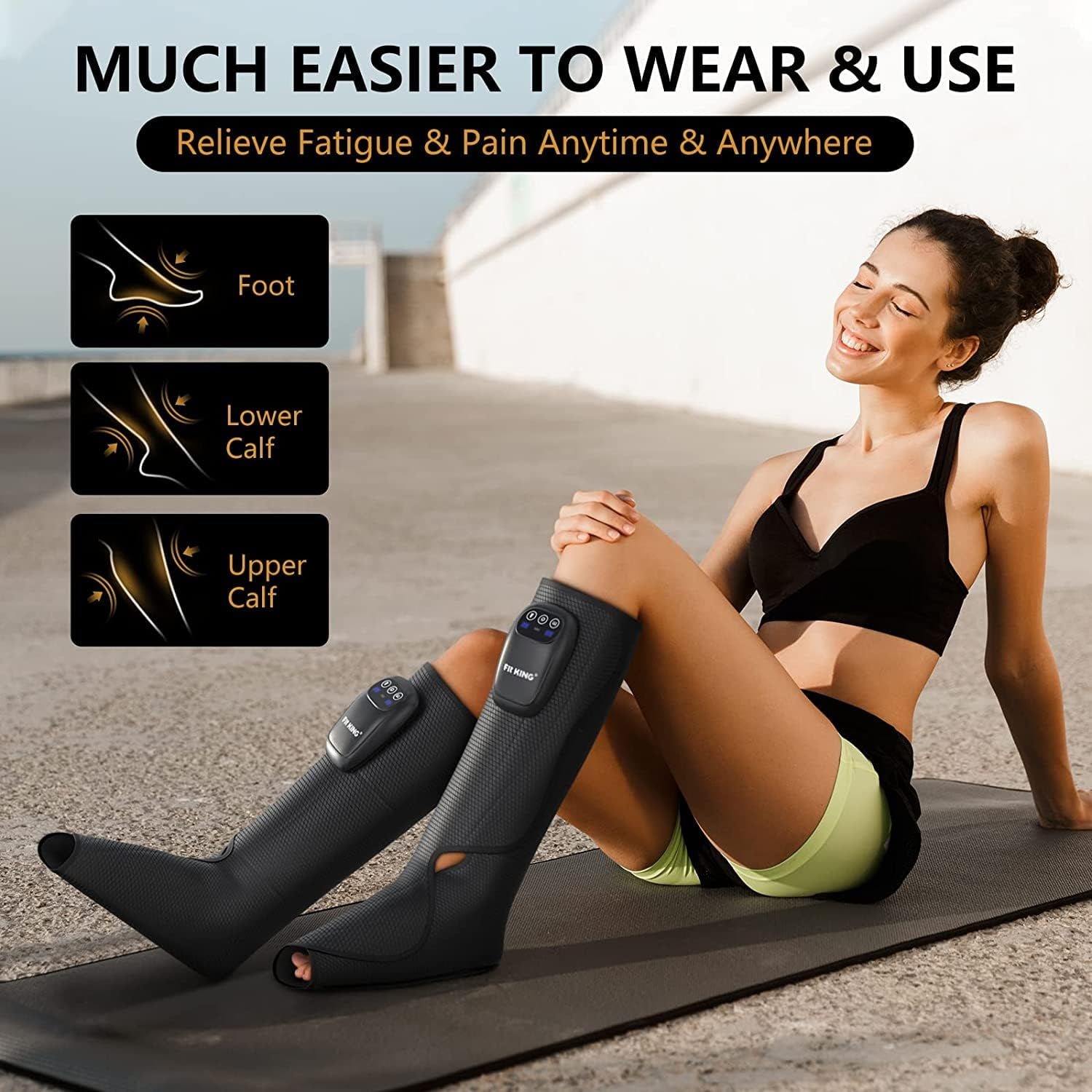 FIT KING Upgraded Cordless Leg Foot Massager for Pain Relief and Circulation, Relax Recovery, Rechargeable & Portable Compression Boots Calf Compression with Travel Bag - Healthy Gift Idea