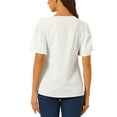 thumbnail image 3 of INSPIRE CHIC Flutter Sleeve Tops for Women's Round Neck Short Sleeve Blouse, 3 of 5