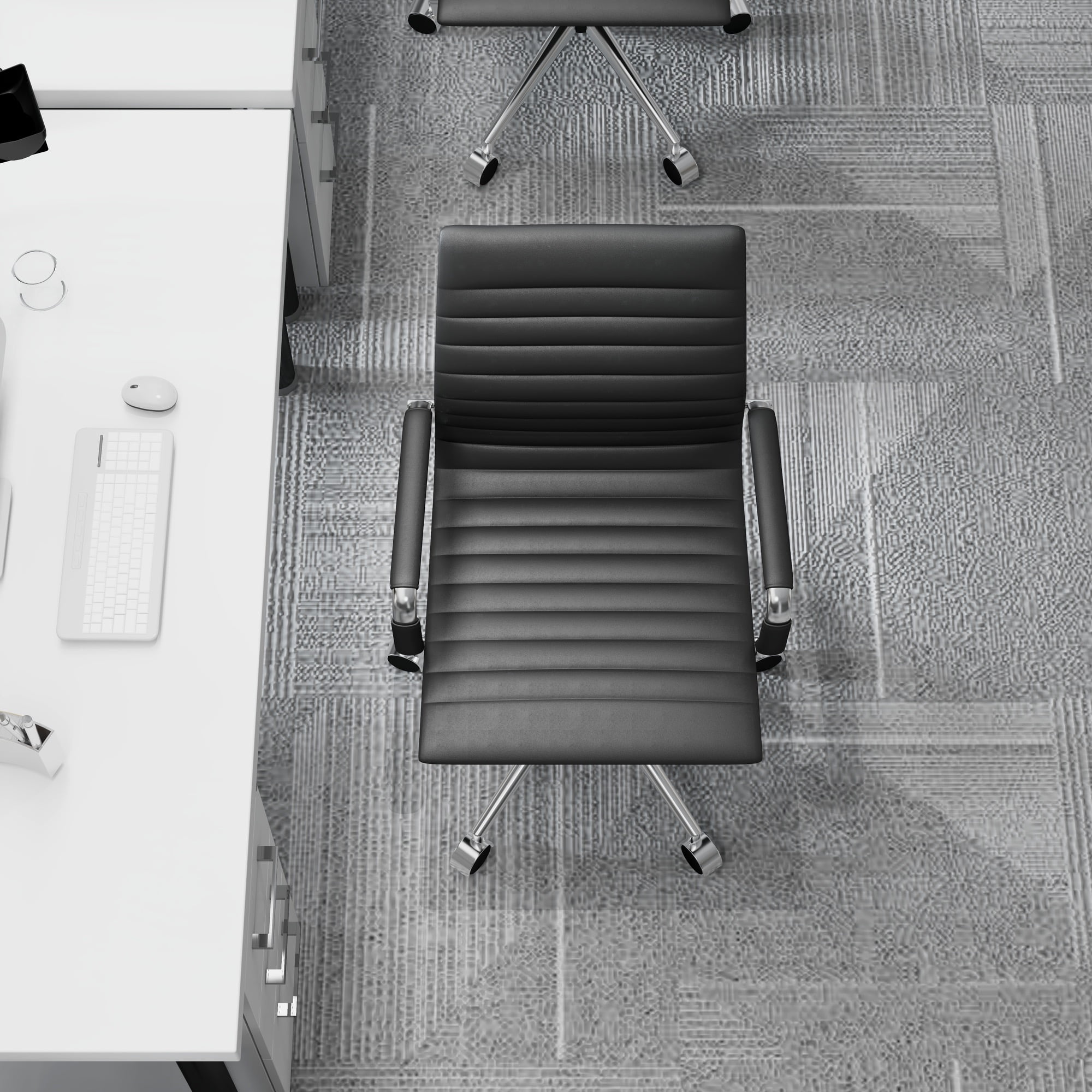 LUXMOD Mid Back Home Office Desk Chair Task Chair with Armrest Swivel Chair in Durable Vegan Leather Ergonomic Desk Chair for Extra Back and Lumbar Support Conference Room Chair