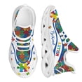thumbnail image 1 of Zapatillas de deporte de malla transpirables con diseño de rompecabezas de concienciación sobre el autismo a la moda, zapatillas para correr para mujer, zapatos casuales con cordones, zapatillas, 1 of 6