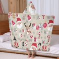 thumbnail image 5 of Beige Christmas Santa and Reindeer Pattern Hooded Bath Towel，60"x35" for Ages 3 To 12 Kids, Quick Dry Lightweight Soft Microfiber Hood Beach Towel Cover Up for Kids, 5 of 7