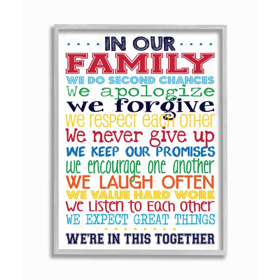 The Kids Room by Stupell In Our Family Rainbow Typog Framed Wall Art by Erica Billups