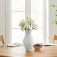 thumbnail image 4 of Eos Minimal White Contemporary Ribbed Angular Glass Tabletop Vase, 4 of 7