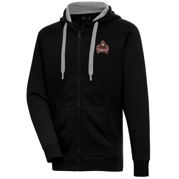 Men's Antigua Black Albany FireWolves Victory Full-Zip Hoodie