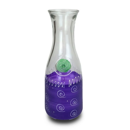 

Purple and White Curl Hand Painted Beverage Carafe 34 oz.