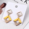 thumbnail image 3 of Retro Wooden Resin Geometric Bar Drop Dangle Earrings Layered Leopard for Women Polymer Clay Lightweight Statement Jewelry, 3 of 4