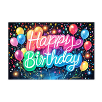 LUUFILx Glow Happy Birthday Background Banner Neon Glow Splashed Party Background Fabric Colorful Hip Hop Photography Background Party Decorations