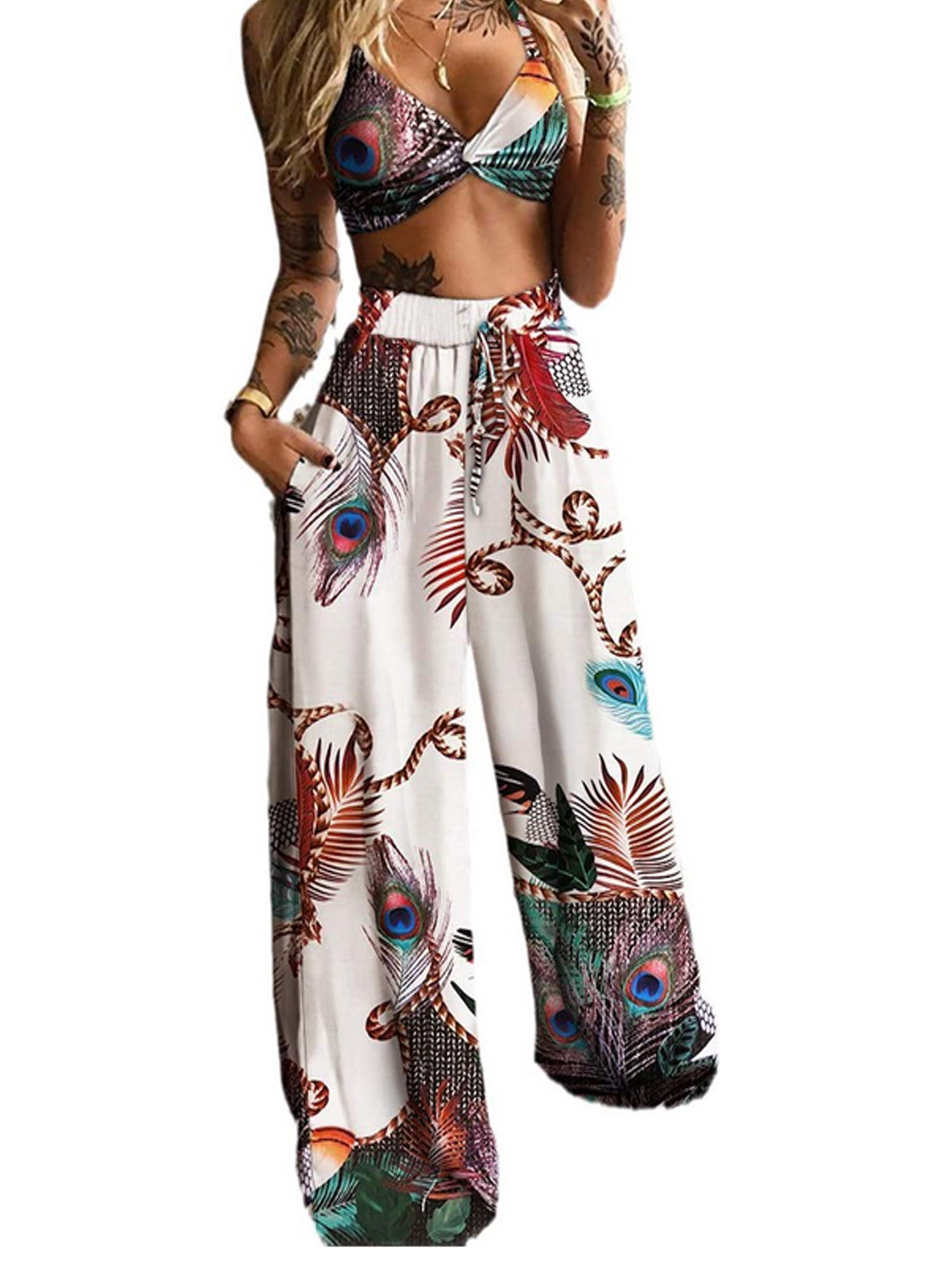 FOCUSNORM Women 2pcs Boho Outfits 