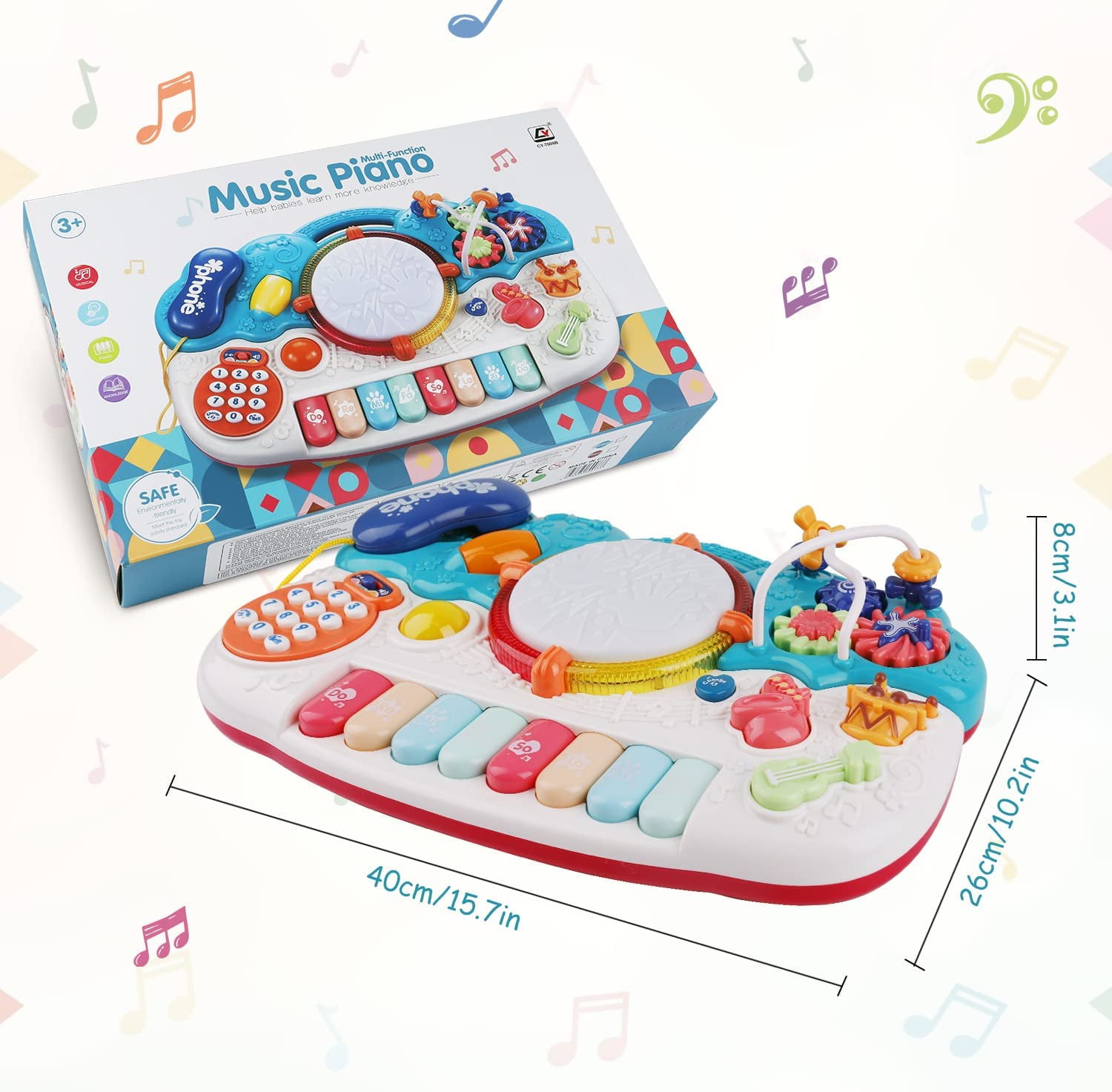 M SANMERSEN Durable Unisex Kid Toy Musical Instrument, Plastic Wood Multi-color, 35.27 oz M SANMERSEN Durable Unisex Kid Toy Musical Instrument, Plastic Wood Multi-color, 35.27 oz