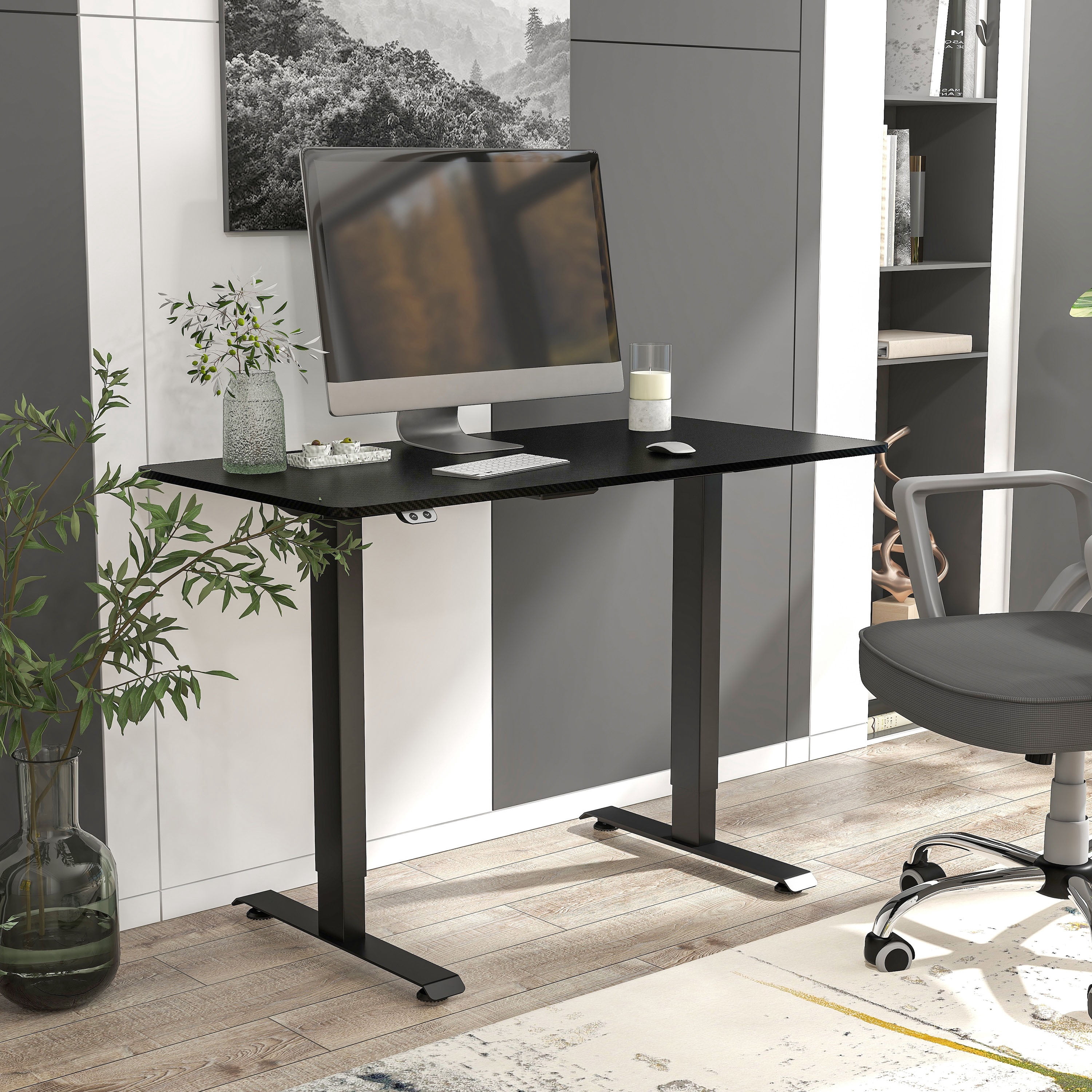 Furniture of America Trevo Metal Adjustable Office Desk, Black