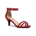 thumbnail image 1 of BLISSFUL STEP Chaussures pour Femmes en Faux Suède à Bride à la Cheville à Talon Kitten à Enfiler Brides Sandales Unies Rouge 9, 1 of 8