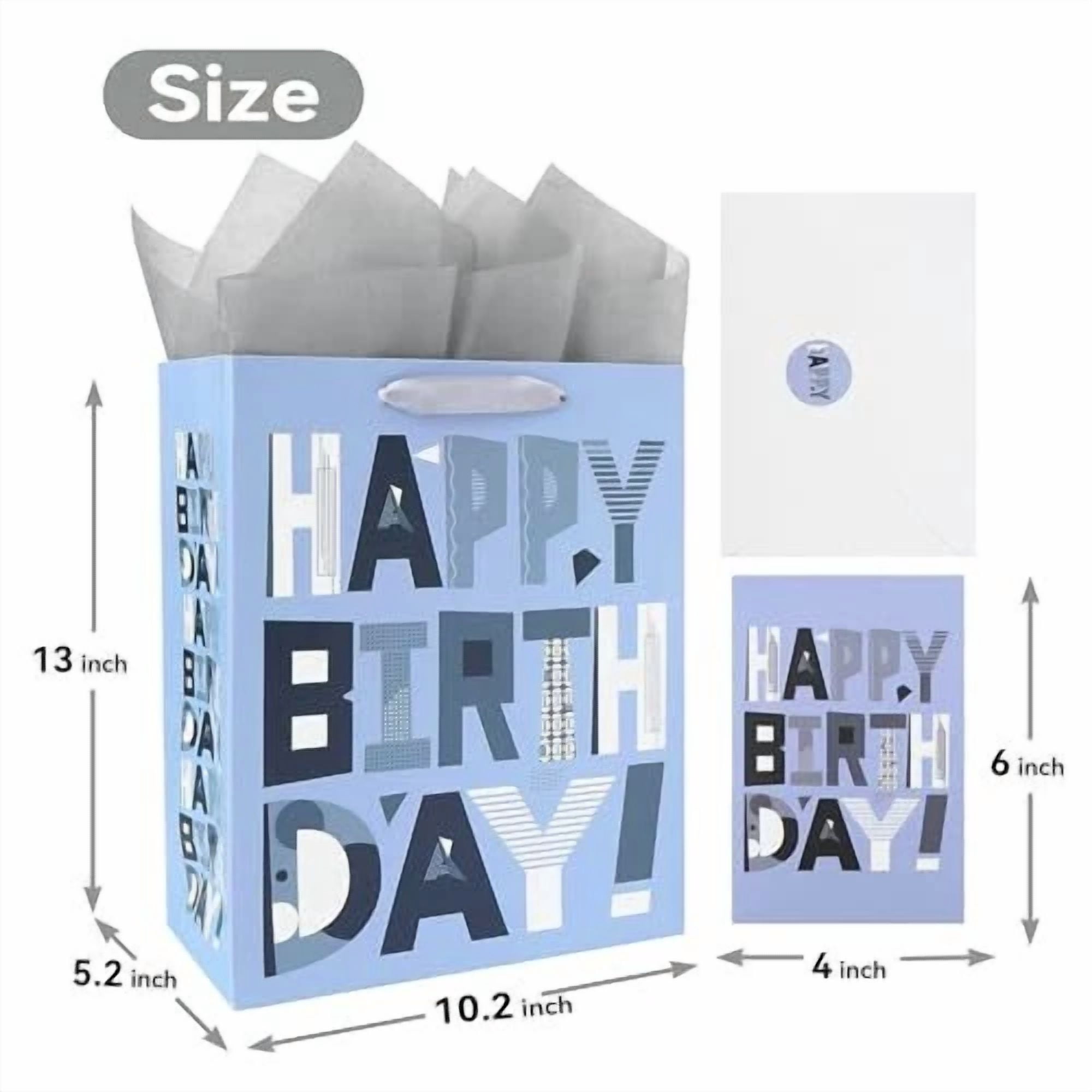BUTTERFLY- 13" Large Gift Bags Set With Greeting Card And Tissue Papers (Grey Silvery