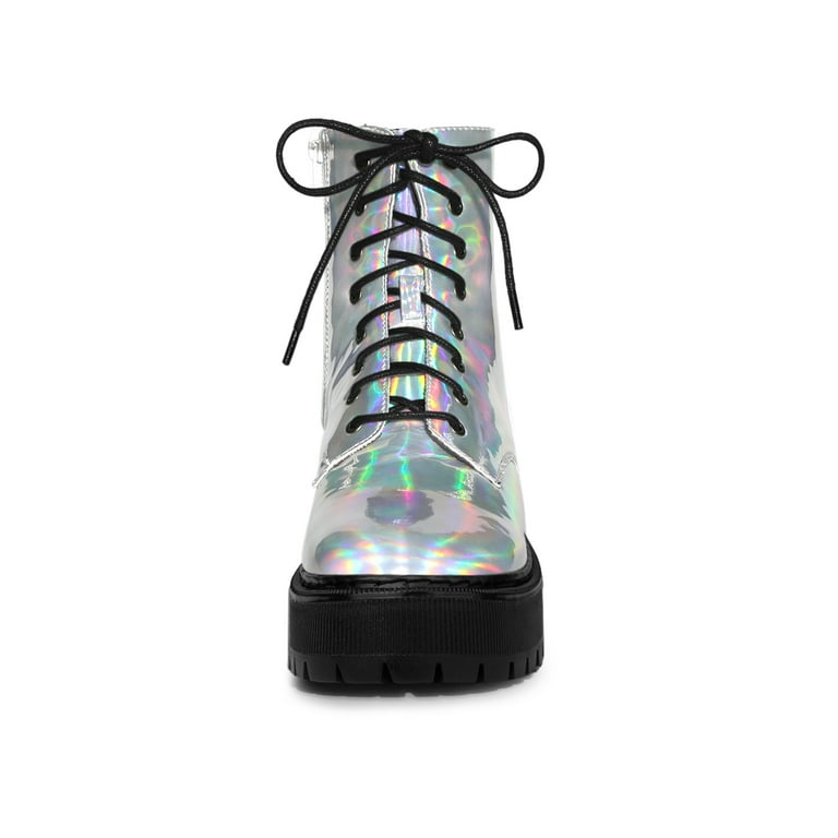 Allegra K Women s Round Toe Platform Lace Up Combat Ankle Boots Walmart