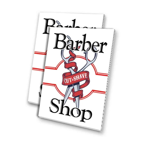 Barber Shop (24" X 36") 4mm Corrugated Plastic Panel, Graphics Applied To 1 Side (Pk of 2)