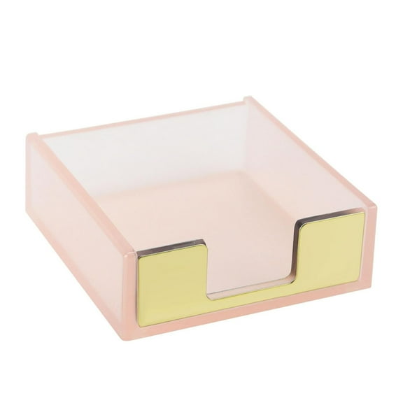 MultiBey Sticky Notes Memo Pad Holder Dispenser Rose Gold with Pink Desk Supplies Organizer Accessories for Office Home Schools (Pink)