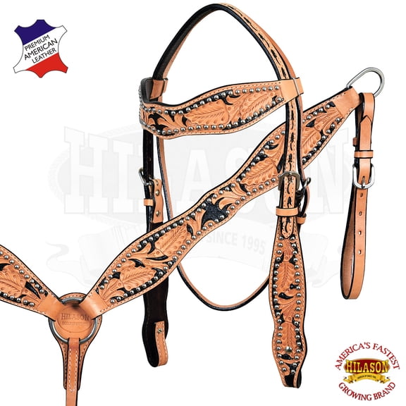 Western Horse Headstall Breast Collar Set Tack American Leather Hilason