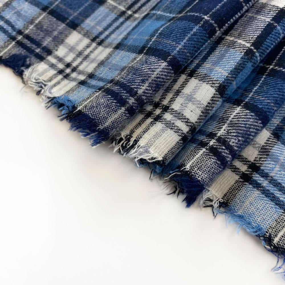 Flannel Brushed Hypoallergenic Cotton Tartan Plaid Geometric Simon Yarn Dyed Fabric By The Yard For Sewing Apparel, Accessories, & Décor - Navy Blue / White (10 Yards)