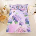 thumbnail image 4 of Manfei Cute Hydrangea Floral King Sheets, Chic Blossom Bedding, Lilac Purple Green 4pcs(1 Flat Sheet, 1 Fitted Sheet and 2 Pillowcases), 4 of 6