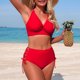 thumbnail image 4 of Trajes de baño Tankini Amzcrzy para mujer , moda, sin mangas, bikini sólido, traje de baño push-up, traje de baño acolchado, blusa, pantalones, cuello en V, nudo frontal, conjuntos de dos piezas, 4 of 8