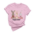 thumbnail image 2 of NuoCaiYun Happy Easter Shirts for Women Cute Leopard Bunny Shirt Funny Easter Letter Casual Holiday Tops, 2 of 6
