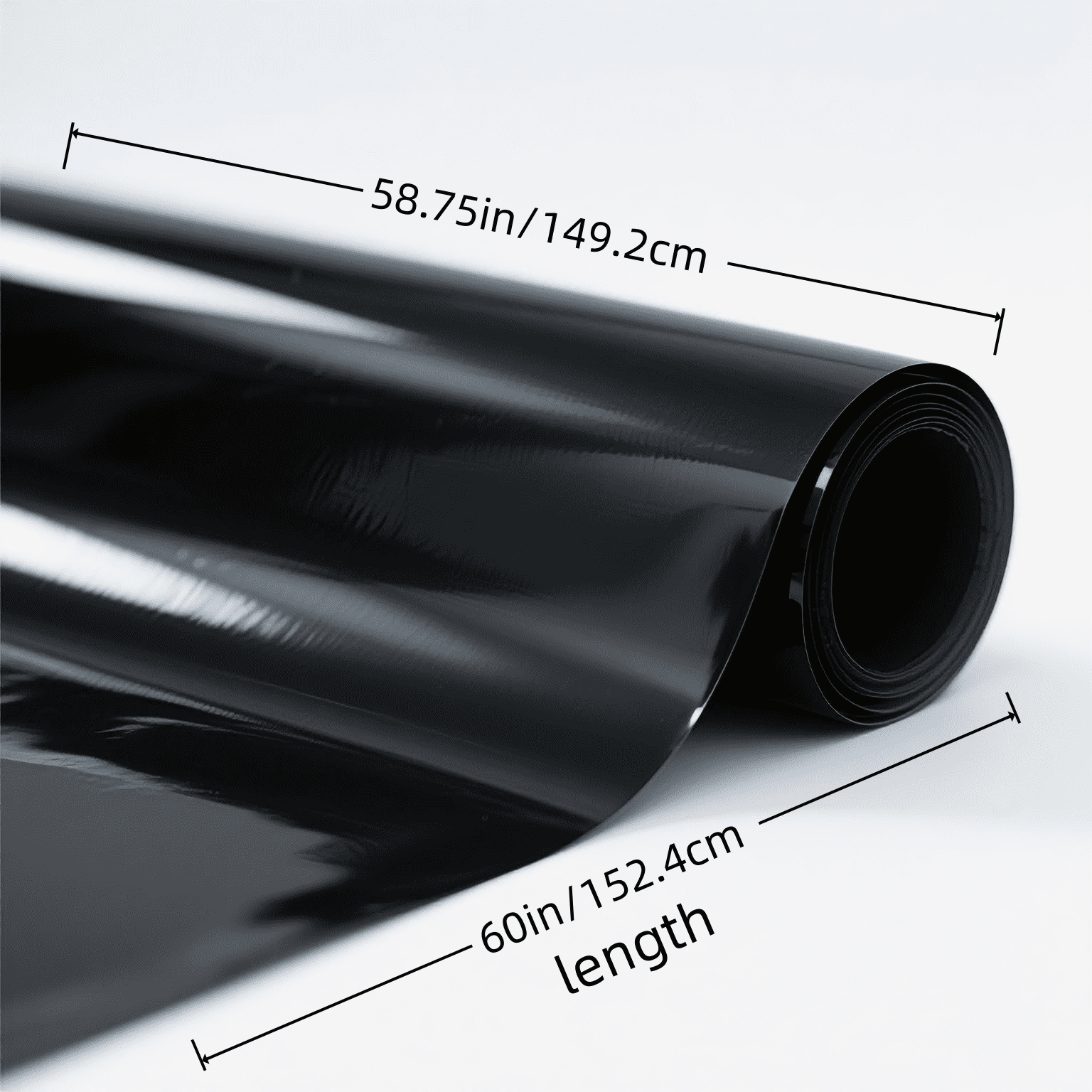 Gloss Black Vinyl Wrap For Cars - PVC Automotive Film 12x60/24x60/58.75x60Inch, Mirror Finish, Scratch Resistant, Waterproof, Self-Adhesive （12x60 inch ）