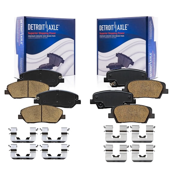 Detroit Axle - 4pc Brake Pads for 2017-2018 Hyundai Santa Fe, 2019 Santa Fe XL, 4 Front and Rear Ceramic Brake Pads w/Hardware