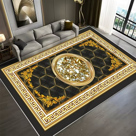 Gold European Ins Living Room Large Area Carpet Home ration bedroom Soft Anti slip rug Classical Cus