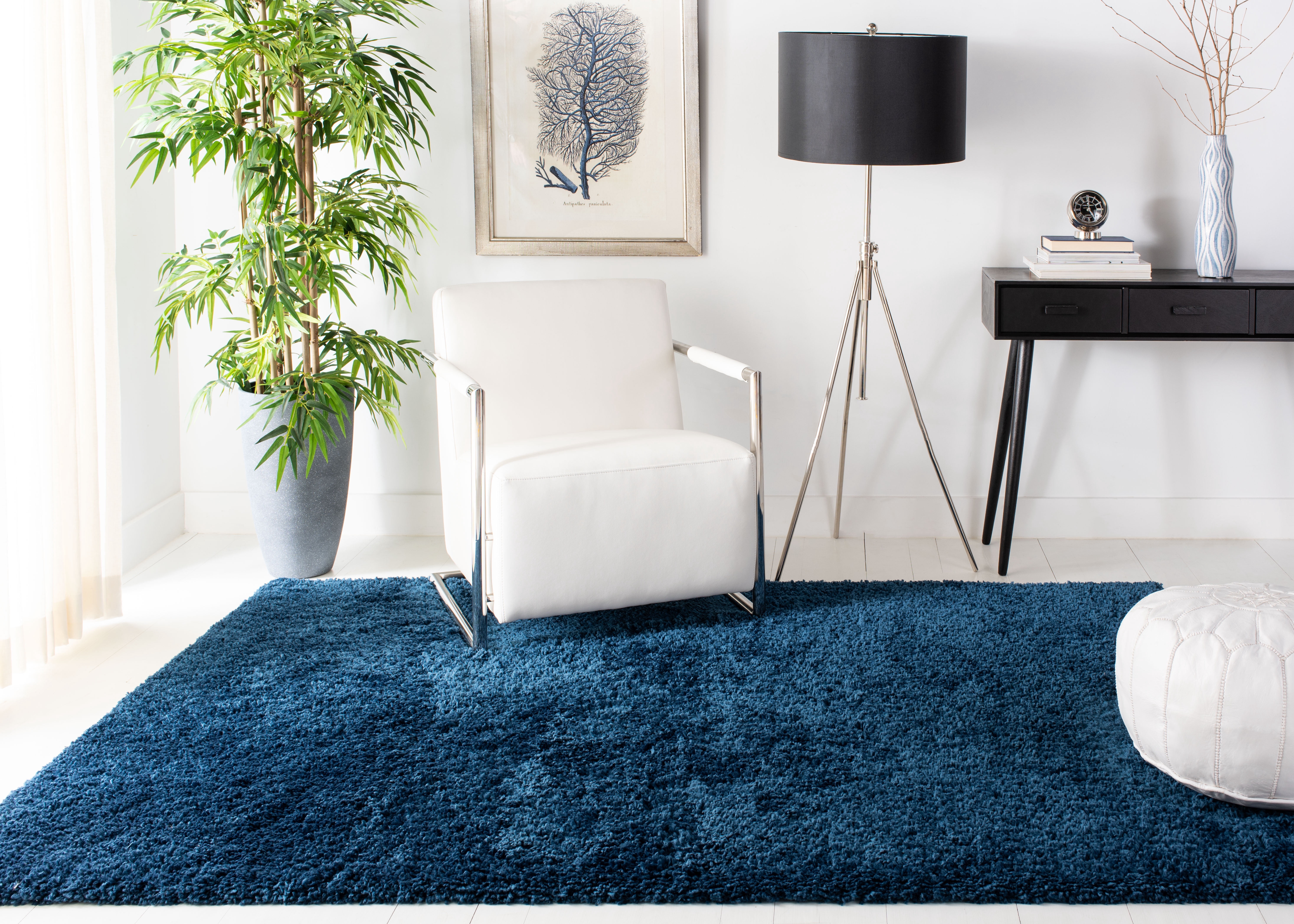 Safavieh Fontana Jamie Solid Shag Area Rug, Blue, 6'7" x 9'
