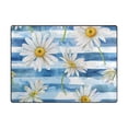 thumbnail image 2 of Daisy Flower on Blue Stripe Area Rugs Soft Non-Slip Floor Mats Large Nursery Carpets Doormat for Living Room Bedroom Hotel Decor 63"x48", 2 of 7