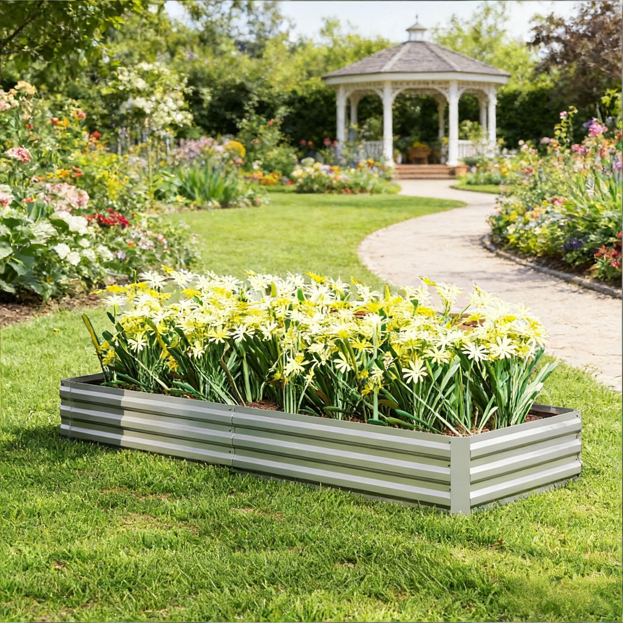 Flower Box Garden Plant Bed Metal Raised Planter Box