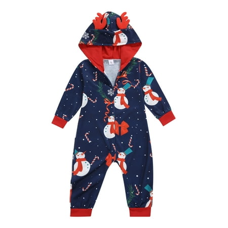 

Viworld Matching Family Pajamas Sets Christmas PJ s One Piece Snowman Printed Hoodie Pajamas