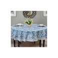 thumbnail image 2 of Round PVC Oilcloth Tablecloth, with Floral and Lace Pattern, Waterproof Stain Proof Round Tablecloth Oilcloth Dining Table Cloth, for Dining Room, Garden, Cafe, Party (Blue, 220cm), 2 of 5