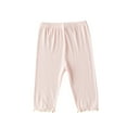 thumbnail image 2 of Delliss Girl's Ribbed Ruffle Trim Cotton Comfy Lightweight Casual Versatile Basic Knee Length Shorts 3-11 Years, 2 of 5
