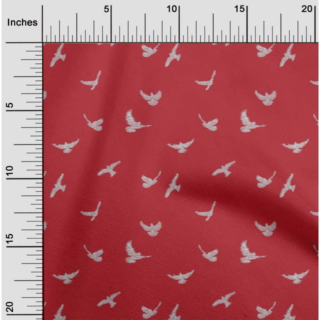 oneOone Tissu Polyester Lycra Motifs d'Ikat d'Oiseau au Mètre 56 Pouces de Large