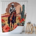 thumbnail image 6 of Western Cowboy Shower Curtain Cowboy Riding Horse in Desert Retro Cactus Sunset Vintage Farmhouse Shower Curtain with Hooks 72x72 Inch Waterproof Polyester Bathroom Curtain (Cactus Cowboy), 6 of 6
