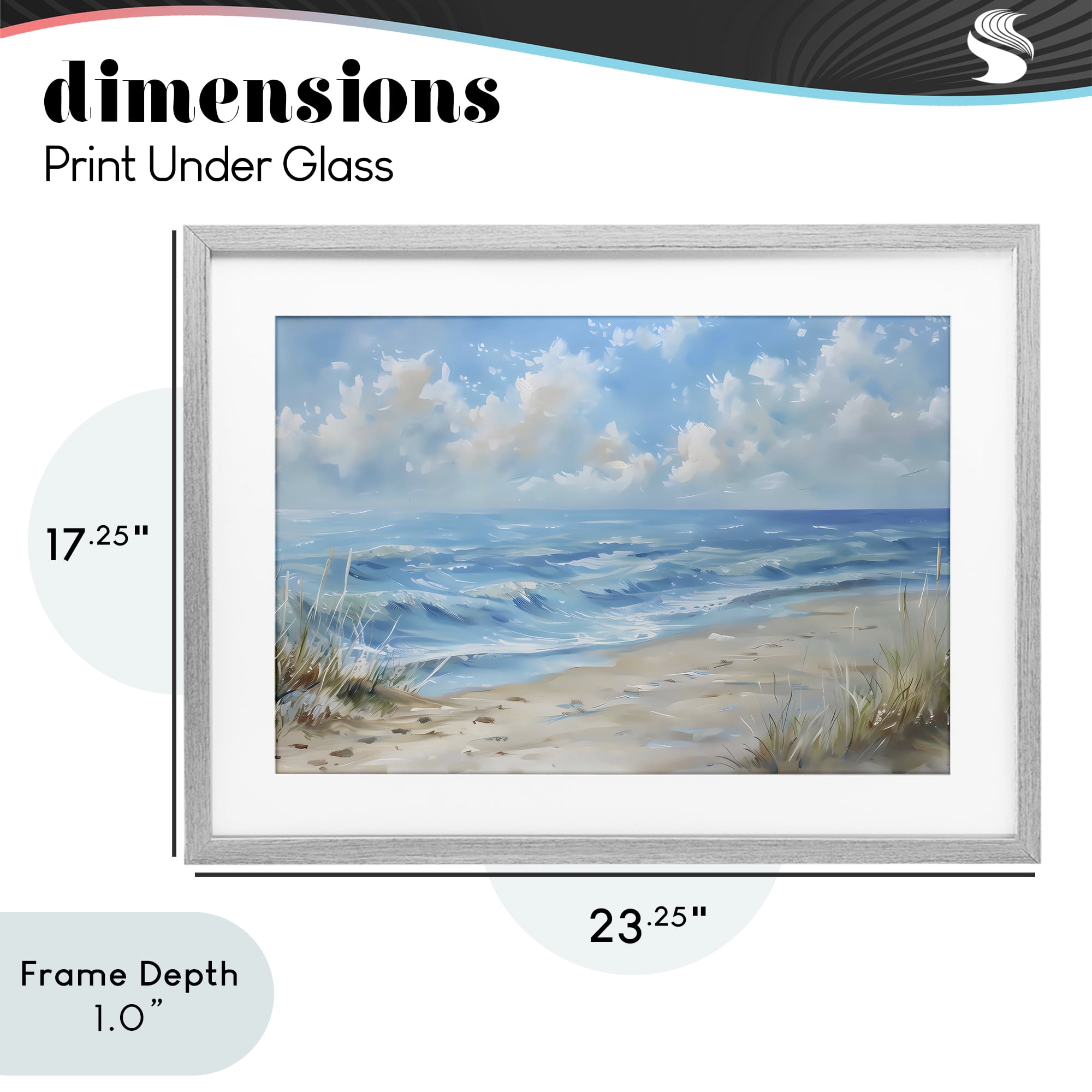 Stupell Industries Coastal Tranquility Horizon Gray Framed Print Under Glass, design by Creative Studio