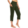 thumbnail image 3 of Inglocry Capri Pants for Women High Waist with Pockets Women's Capris Workout Summer Yoga Pants Loose Straight Leg Army Green L, 3 of 6