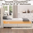 thumbnail image 5 of Aphthongs Queen Upholstered Bed Frame with 54'' Wingback Headboard, Velvet Tufted Storage Bed Frame with 4 Drawers, Sturdy Wooden Slats Support, No Box Spring Needed, Beige, 5 of 10