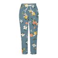 thumbnail image 5 of kaondbfi Women's Linen Printed Casual Pants Summer Lightweight Elastic Waist Beach Vacation Trousers with Pockets, 5 of 9