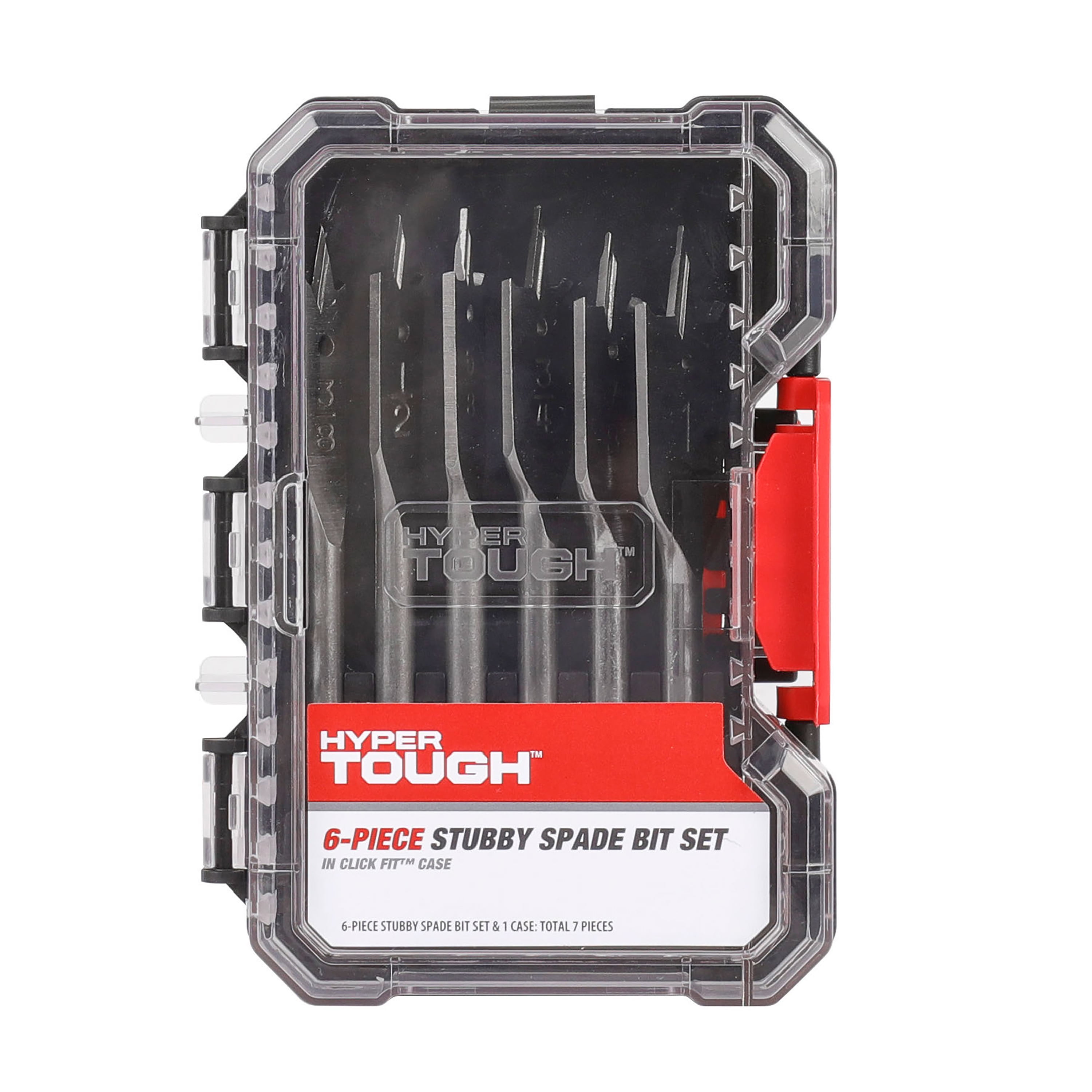 Hyper Tough 6 Piece Spade Drill Bit Set with Quick Connect Hex Shank in Click Fit Case 43131CF Walmart