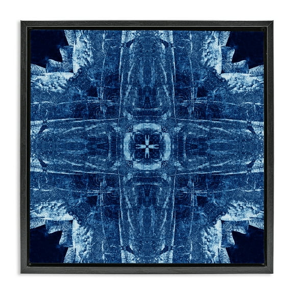 Stupell Industries Navy Blue Geometric Shapes Abstract Painting Black Floater Framed Canvas Art Print Wall Art, 18 x 18