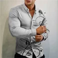 thumbnail image 1 of Nueva camisa polo con estampado de flores de moda social de lujo para hombre, camisa de manga larga de diseñador de vestuario de un solo pecho para hombre, 1 of 6